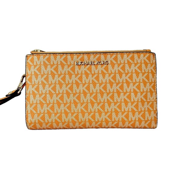 New Michael Kors Jet Set Travel Double Zip Wristlet Wallet Honeycomb Multi - Picture 1 of 7